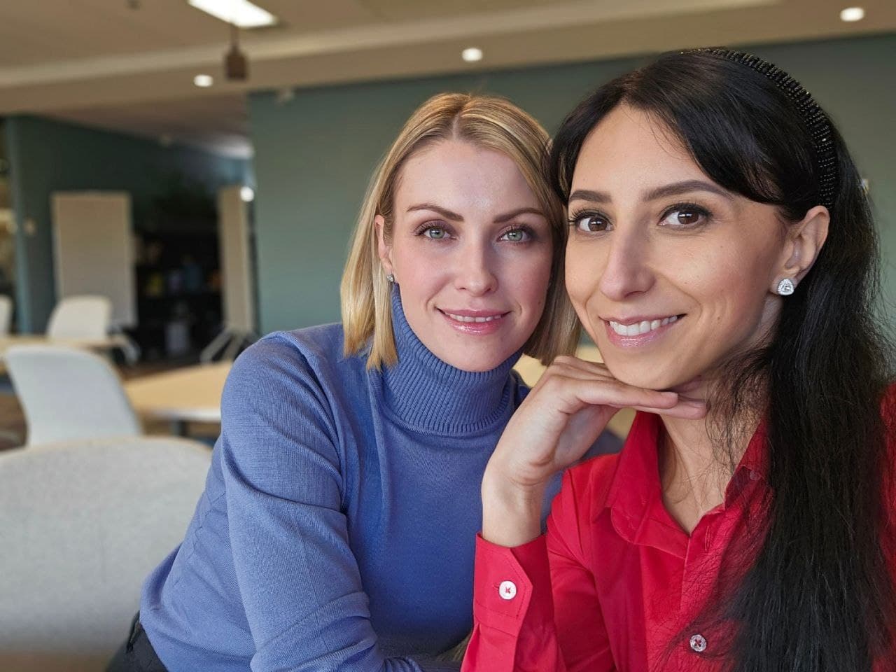 Olga Chykaluk and Olga Vozna at the office